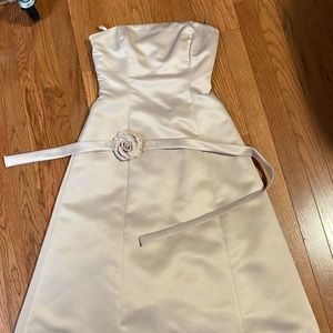 BCBG Max Azria strapless a-line dress with floral motif belt